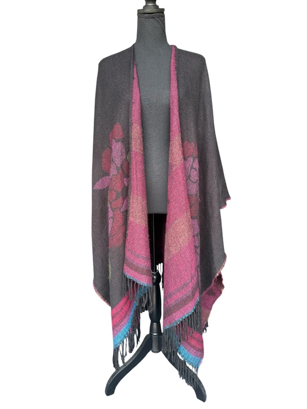 Knit Wrap in Black and Berry